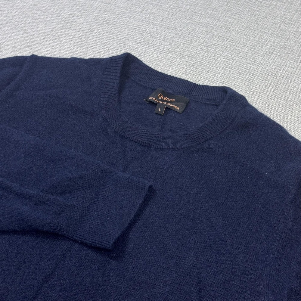 Quince Mongolian Cashmere Crew Neck Sweater Womens Large Blue Pullover